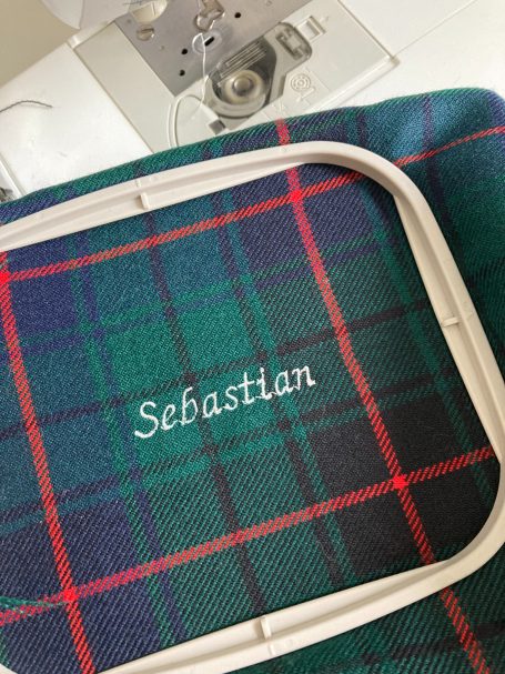Custom embroidery for handfasting ribbons and wedding accessories by Kilt Expert Alterations